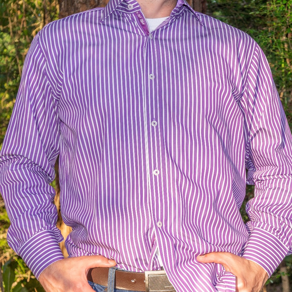 ENGLISH LAUNDRY Dress Shirt (purple Striped)